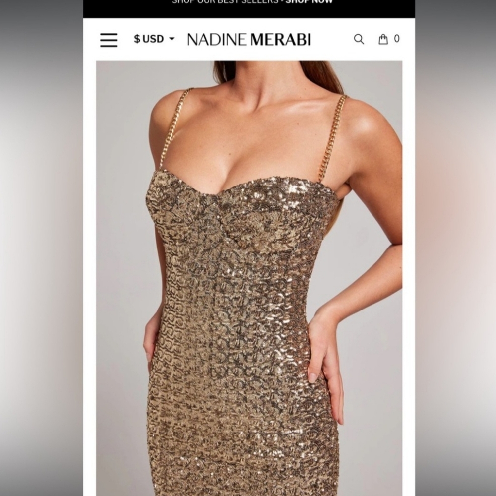 Nadine Merabi Gold Dress